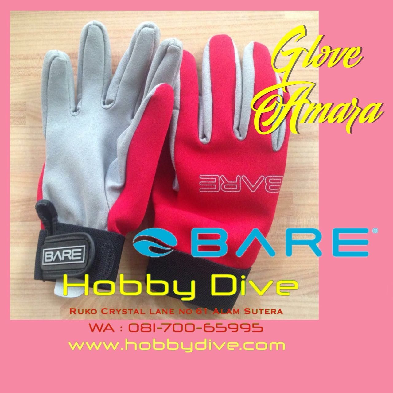 BARE 2MM TROPIC SPORT GLOVE AMARA RED GL-02